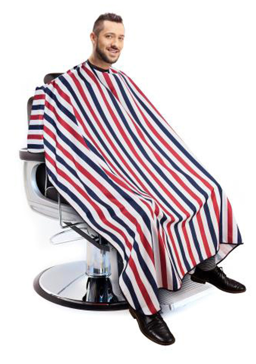 Capa para barbería de color azul rayas 140 x 160 cm por 7.90 euros