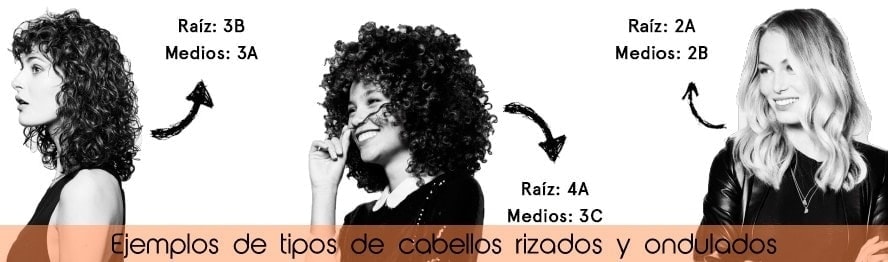 Ejemplos de tipos de cabellos ondulados o rizados