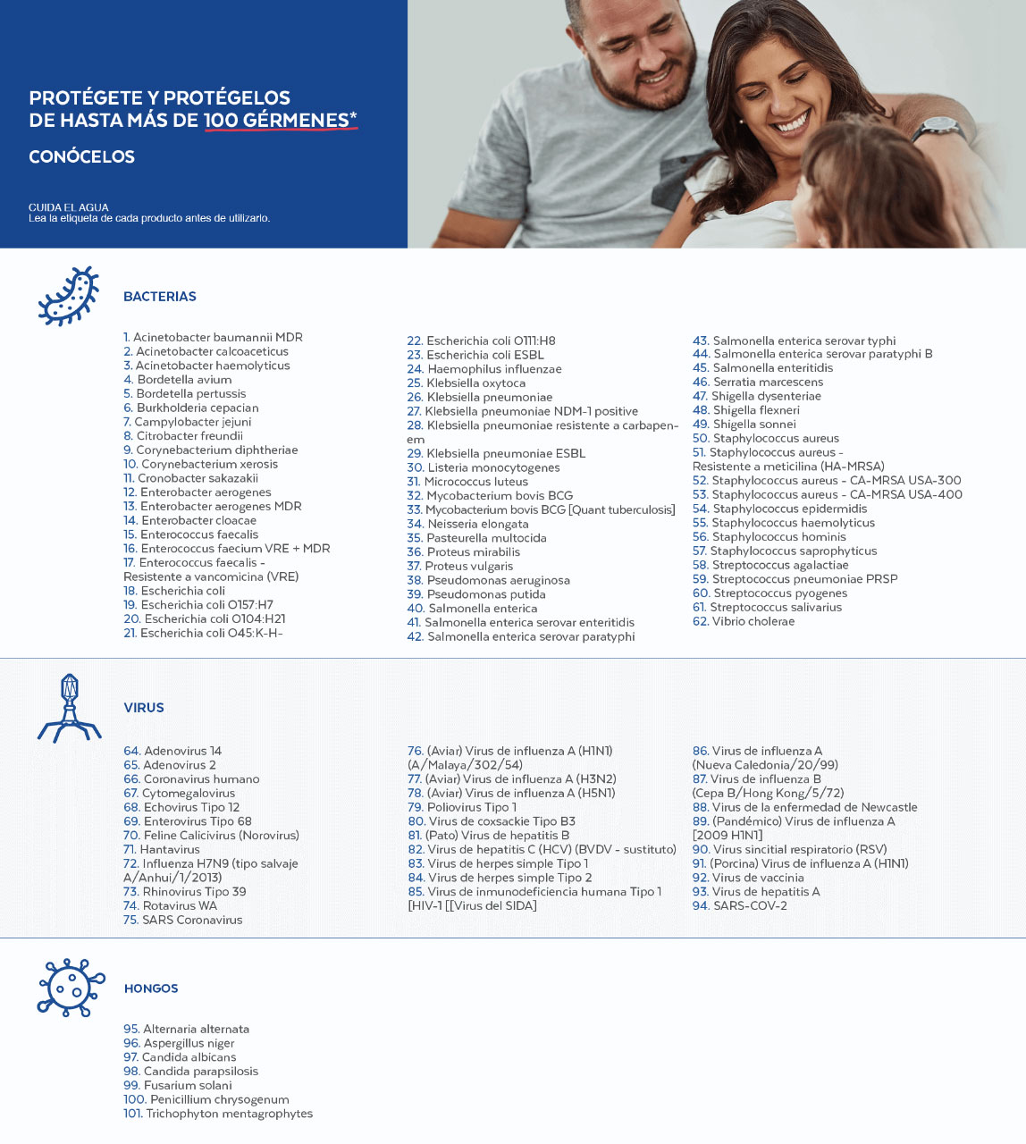 Listado de Bacterias, Virus y Hongos que elimina LYSOL Listado de Bacterias, Virus y Hongos que elimina LYSOL