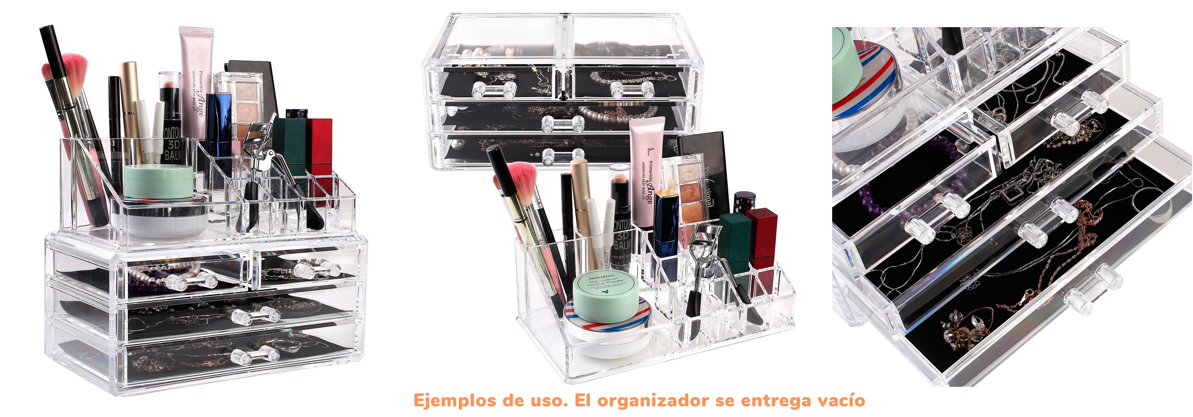 Ejemplos de uso del Organizador cosméticos y maquillajes