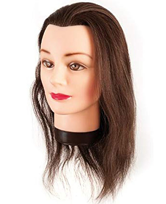 Maniquí Cabeza Cabello Natural 35-40 cm con soporte - Alpel