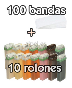 Comprar Pack Depilacion 10 Rolones Cera + 100 Tiras De Depilar online en la tienda Alpel