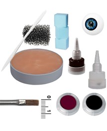 Compra online con envío gratis el pack de maquillaje de caracterización con sangre y ojo artificial